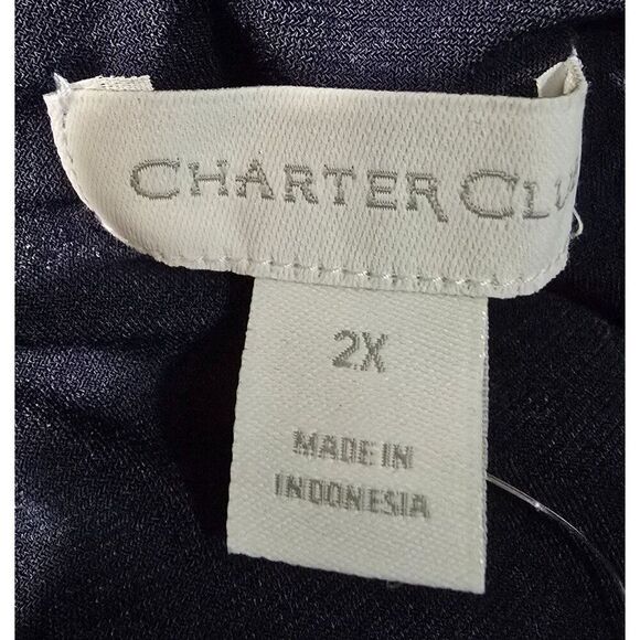 Charter Club Womens Intrepid Blue Surplice Dress 2X Polyester Blend Draped Waist - Picture 6 of 9